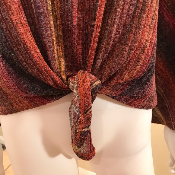 Studio JP Tie Front Bell Sleeve Boho Top Womens Size Small Fall Tones RenFaire - Picture 7 of 16